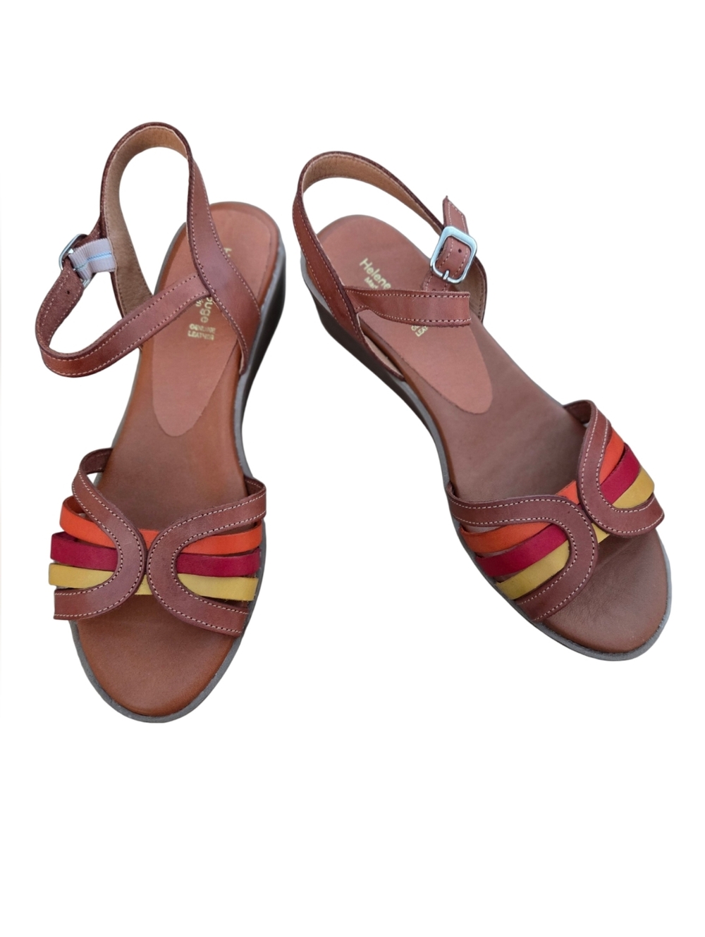 Helene Rogue -  Brown Leather Slingback Sandals Made In Spain US 10